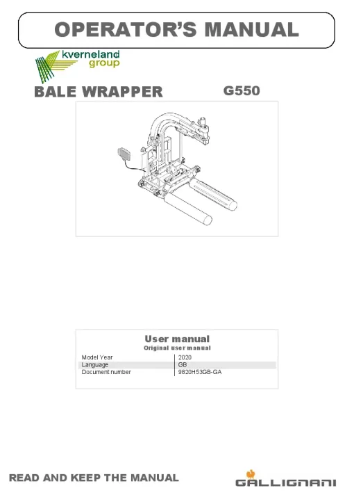 Gallignani G550 Bale wrapper 2020 Operation Maintenance Manual PDF download