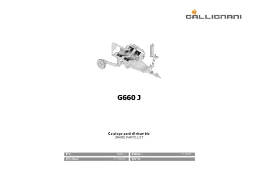Gallignani G660 J Bale wrapper 2017 Parts Manual Catalog PDF Download