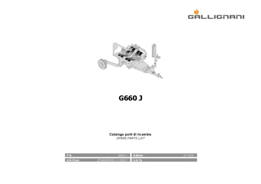 Gallignani G660 J Bale wrapper 2020 Parts Manual Catalog PDF Download