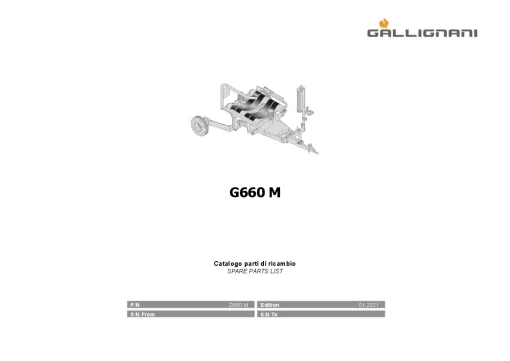 Gallignani G660 M Bale wrapper 2021 Parts Manual Catalog PDF Download