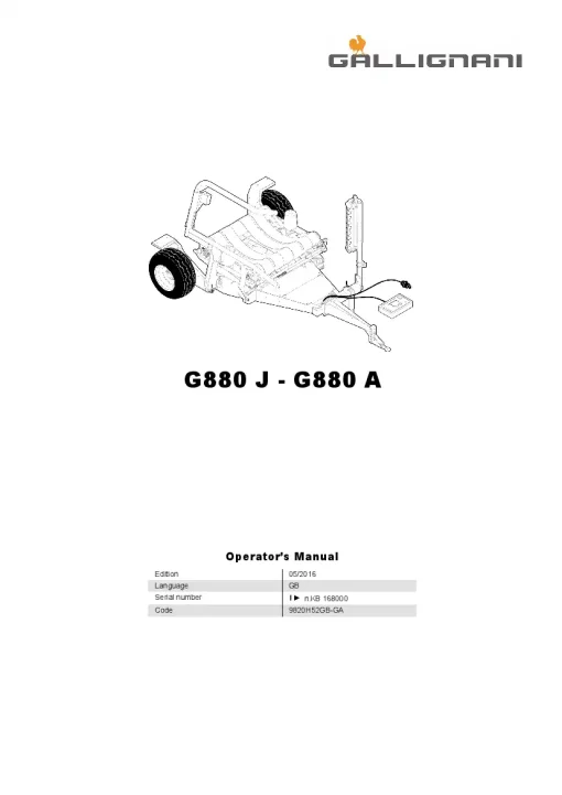 Gallignani G880 J - G880 A Bale wrapper 2016 Operation Maintenance Manual PDF download