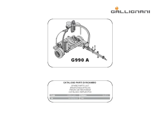 Gallignani G990 A Bale wrapper 2013 Parts Manual Catalog PDF Download