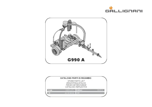 Gallignani G990 A Bale wrapper 2014 Parts Manual Catalog PDF Download