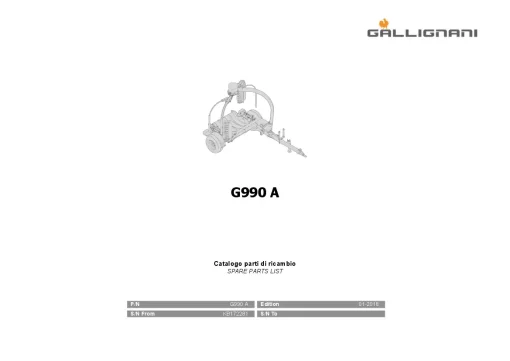 Gallignani G990 A Bale wrapper 2018 Parts Manual Catalog PDF Download