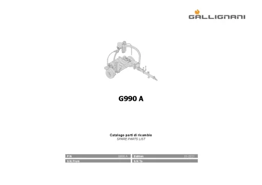 Gallignani G990 A Bale wrapper 2021 Parts Manual Catalog PDF Download