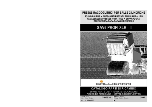 Gallignani GAV6 Profi XLR Round Baler2009 Parts Manual Catalog PDF Download