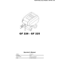 Gallignani GF 220 - GF 225 Round Baler 2015 Operation Maintenance Manual PDF download