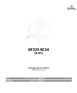 Gallignani GF 225 SC14 Round Baler 2017 Parts Manual Catalog PDF Download