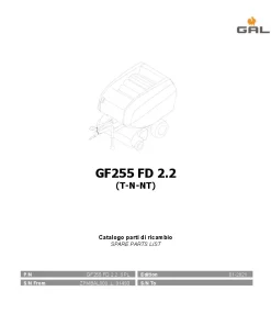 Gallignani GF255 FD 2.2 Round Baler 2021 Parts Manual Catalog PDF Download