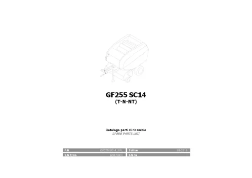 Gallignani GF255 SC14 Round Baler 2019 Parts Manual Catalog PDF Download