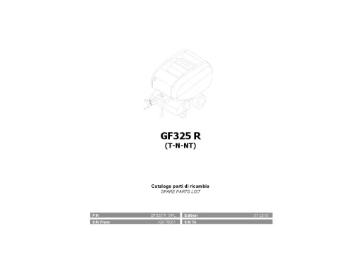 Gallignani GF325 R Ropund Baler 2019 Parts Manual Catalog PDF Download