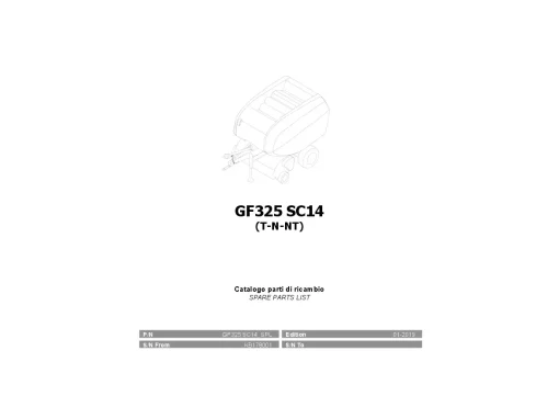 Gallignani GF325 SC14 Round Balers 2019 Parts Manual Catalog PDF Download