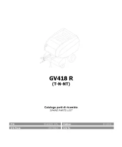 Gallignani GV418 R Round Baler 2019 Parts Manual Catalog PDF Download