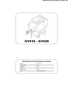 Gallignani GV516-GV520 Round Baler 2014 Operation Maintenance Manual PDF download