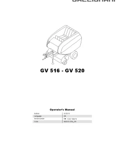 Gallignani GV516-GV520 Round Baler 2015 Operation Maintenance Manual PDF download