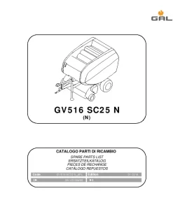 Gallignani GV516 SC25 N Round Baler 2014 Parts Manual Catalog PDF Download