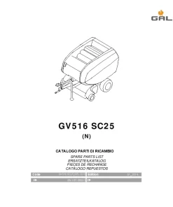 Gallignani GV516 SC25 Round Baler 2016 Parts Manual Catalog PDF Download