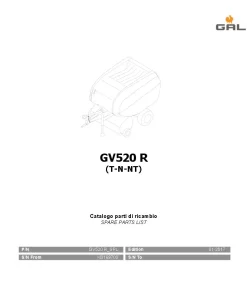 Gallignani GV520 R Round Baler 2017 Parts Manual Catalog PDF Download