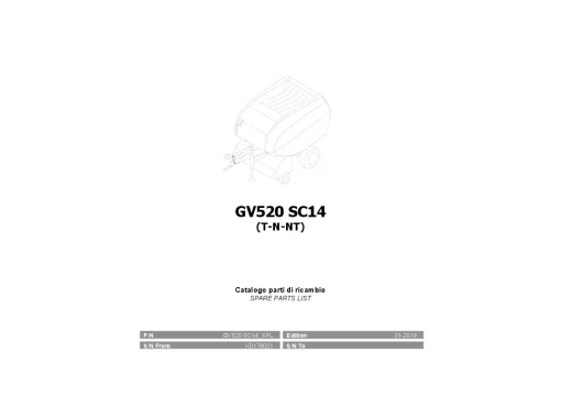 Gallignani GV520 SC14 Round Baler 2019 Parts Manual Catalog PDF Download
