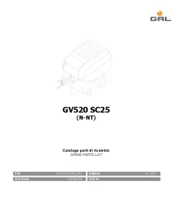 Gallignani GV520 SC25 Round Baler 2017 Parts Manual Catalog PDF Download