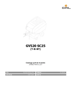 Gallignani GV520 SC25 Round Baler 2018 Parts Manual Catalog PDF Download