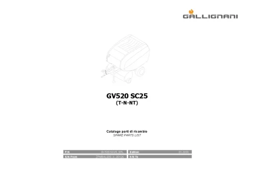 Gallignani GV520 SC25 Round Baler 2020 Parts Manual Catalog PDF Download