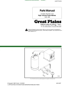 Great Plains 10 Gallon Stainless Tank Foam Marker 1993-1995 Parts Manual Catalog Pdf Download