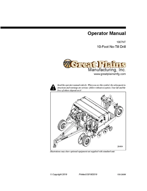 Great Plains 1007NT No-Till Drill Operation Maintenance Manual PDF download