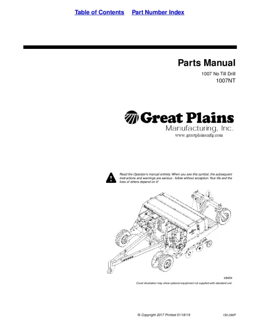 Great Plains 1007NT No-Till Drill Parts Manual Catalog Pdf Download
