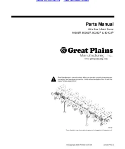 Great Plains 10303P 80363P 80383P 80403P 3-Point Wide Row Planter Parts Manual Catalog Pdf Download
