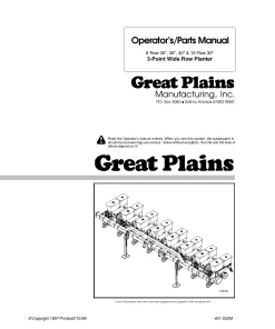 Great Plains 10303P 80363P 80383P 80403P 3-Point Wide Row Planters Operation Maintenance Manual PDF download