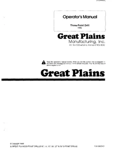 Great Plains 12- to 30-Foot Three-Point Drill 1984 Operation Maintenance Manual PDF download