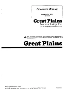 Great Plains 12- to 30-Foot Three-Point Drill 1985-1990 Operation Maintenance Manual PDF download