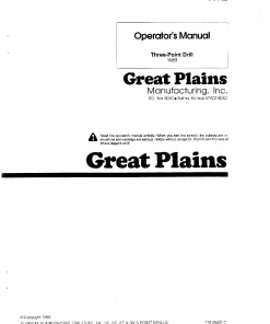 Great Plains 12- to 30-Foot Three-Point Drills 1983 Operation Maintenance Manual PDF download