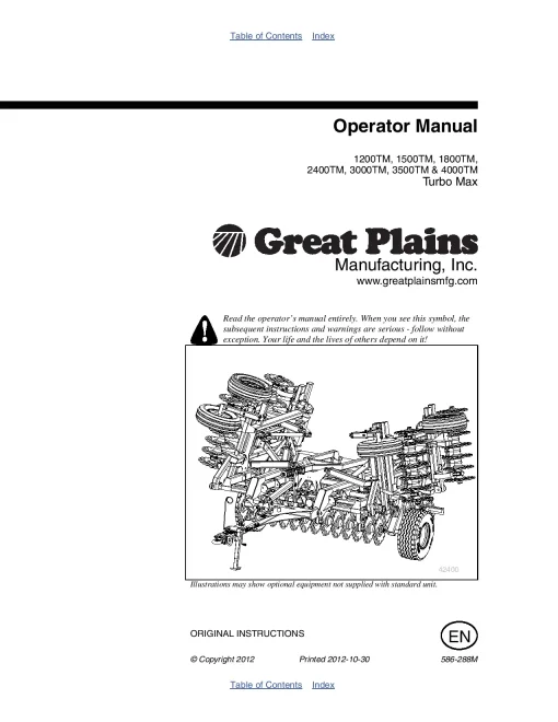 Great Plains 1200 1500 1800 2400 3000 3500 4000-TM Turbo Max Operation Maintenance Manual PDF download