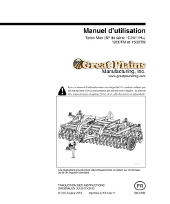 Great Plains 1200TM 1500TM Turbo Max SN C2411HFrench Operation Maintenance Manual PDF download