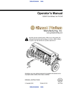 Great Plains 1205NT 12-Foot End Wheel No-Till Drill Operation Maintenance Manual PDF download