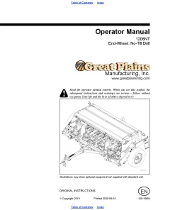 Great Plains 1206NT 12-Foot End Wheel No-Till Drill Operation Maintenance Manual PDF download