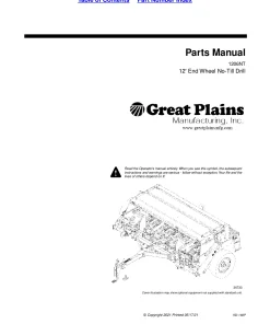 Great Plains 1206NT 12-Foot End Wheel No-Till Drill Parts Manual Catalog Pdf Download