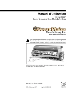 Great Plains 1300-F 13ft End Wheel Drill French Operation Maintenance Manual PDF download