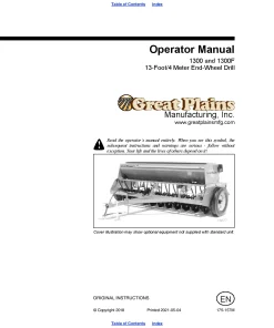 Great Plains 1300-F 13ft End Wheel Drill Operation Maintenance Manual PDF download
