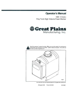 Great Plains 14 Gallon Poly Tank High Volume Foam Marker 1995 Operation Maintenance Manual PDF download