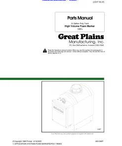 Great Plains 14 Gallon Poly Tank High Volume Foam Marker 1995+Parts Manual Catalog Pdf Download