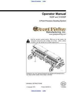 Great Plains 1510HDP 1525P 3-Point Precision Seeding System Operation Maintenance Manual PDF download