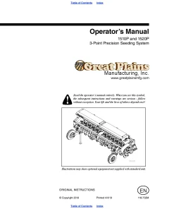 Great Plains 1510P 1520P 3-PointPrecision Seeding System Operation Maintenance Manual PDF download