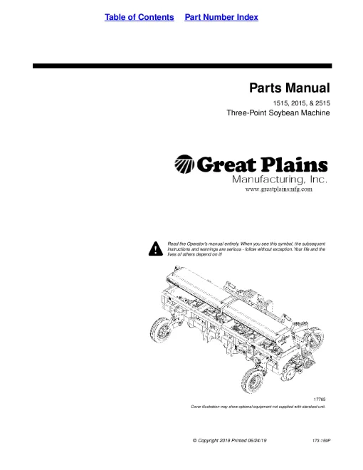 Great Plains 1515 2015 2515 3-Point Soybean Machine Parts Manual Catalog Pdf Download
