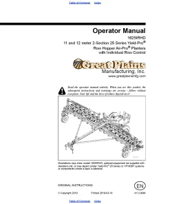 Great Plains 1625 IRHD Air Pro Planter Operation Maintenance Manual PDF download