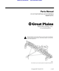 Great Plains 1625AH Air-Pro Planter 2014+Parts Manual Catalog Pdf Download