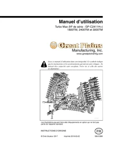 Great Plains 1800 2400 3000 -TM Turbo Max SN C2411HFrench Operation Maintenance Manual PDF download