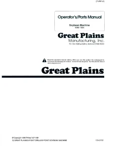 Great Plains 20-Foot Soybean Machine 1988-1994 Operation Maintenance and Parts Manual PDF download